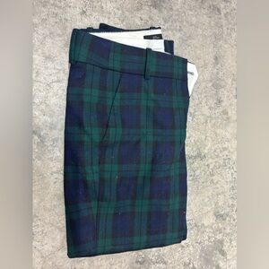 J.Crew Cameron Pants, W8, Green/Blue Tartan Plaid